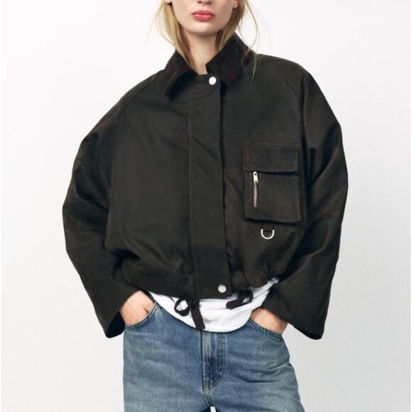 Zara Jackets & Blazers - Nwt- Zara- CORDUROY COLLAR WAXED JACKET ZW COLLECTION-XS